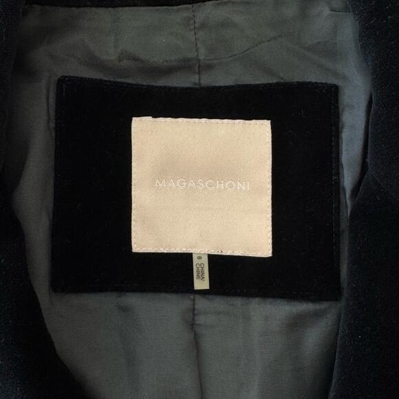 Magaschoni Black Velvet Double-Breasted Blazer Notched Lapel Three-button M | 8 - Picture 8 of 11